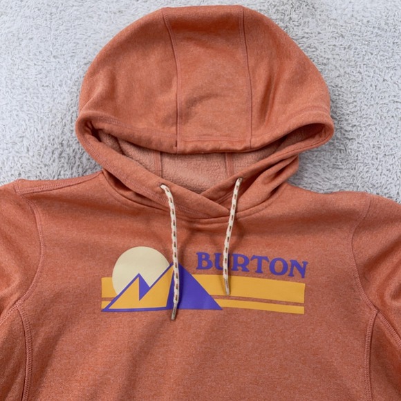 Burton Tops - Burton Hoodie‎ Womens Small Rust Orange Oak Pullover Kangaroo Pocket Graphic
